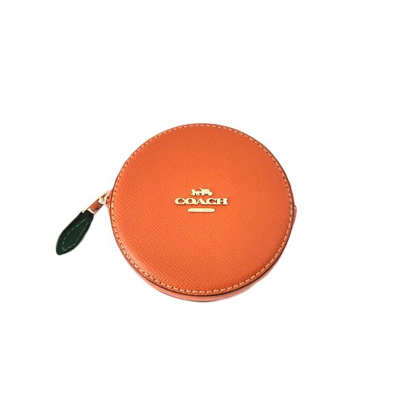 Coach CAN29 Orange Coin Case Change Purse Spice Orange Leather - Picture 1 of 5